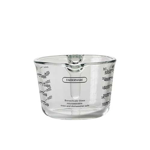 Farberware 2-Cup Borosilicate Glass Wet and Dry Measuring Cup with Oversized Measurements, Clear - style: 2-Cup