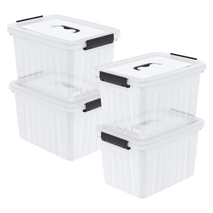 Kekow 18 L Clear Storage Bin with Lid, Clear Plastic Storage Totes, 4-Pack | Clear Design, Sturdy Plastic Material, Dual Side Latch Locks, for Home Office Kitchen Storage - size: 18 L
