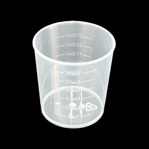 50 Pack 30ml/1.02oz Plastic Liquid Measuring Cups Transparent Mixing Cups Medicine Cups Lab Graduated Beakers Clear Measuring Jugs Set Medium Kitchen Baking Cooking Measure Tool Home