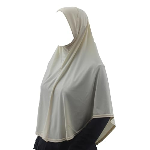 Women's Instant Hijab Muslim Headscarf Prayer Scarf Soft Breathable Stretchy Wrap - color: Cream