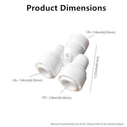 15 Pack 1/4 Inch Y Type 3 Way Tee Splitter Fittings - RO Water Reverse Osmosis Quick Connect Tube Fittings Connectors for Faucet, Dispenser, Ice Maker - style: 1/4 inch Y connect(15)