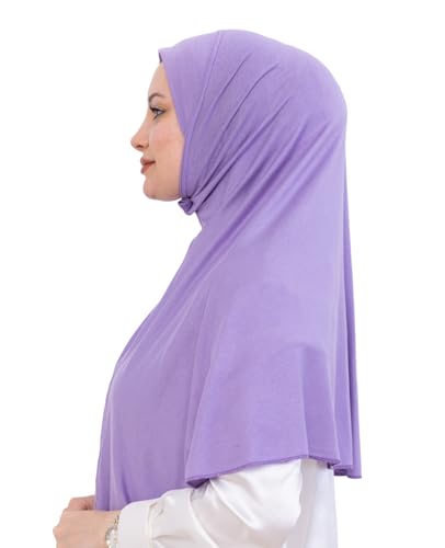 Prien Ready Hijab For Women, One Piece Muslim Instant Turban, Easy To Wear Long Head Scarf, Turkish Islamic Clothes For Abaya - color: Lilac