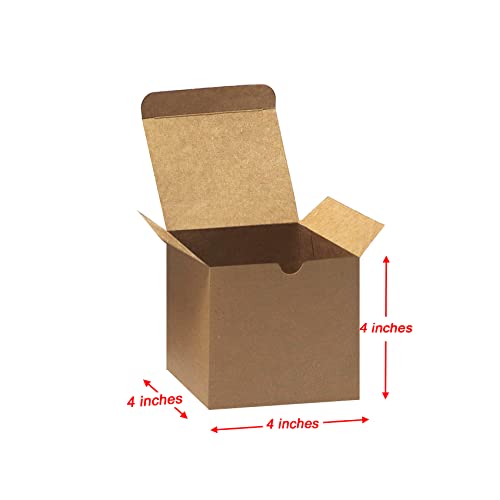 Bonfasvo Gift Boxes 30 Pack 4x4x4 inches Brown Fold Kraft Paper Boxes Bridesmaids Proposal Box Cupcake Boxes Easy Assemble Boxes with Lids for Wedding Birthday Party Christmas - color: 4x4x4 Inch (Brown)-30 Pack