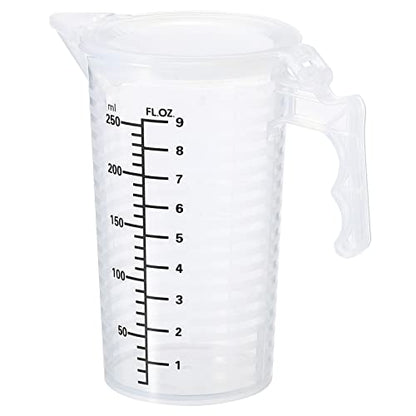 PATIKIL Graduated Beaker, 250ml PP Plastic Liquid Measuring Cup Double Sided Black Graduations with Handle Lid and Spout for Lab Kitchen Home - size: 250ml