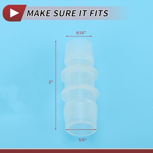9/16" to 5/8" Hose Barb Fitting Hose Straight Reducing Coupler | 5 Pcs, Plastic, Clear, Fits 9/16" to 5/8" ID Flexible Tube, Barb Reducer Fitting, for Aquarium, Fountain, Drip Irrigation - size: 9/16"-5/8"