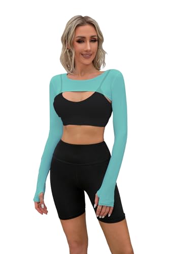 Cooling Shawl Arm Sleeve Sun Protection Women's tops for Golfing,Riding,Driving - color: Blue, size: Small