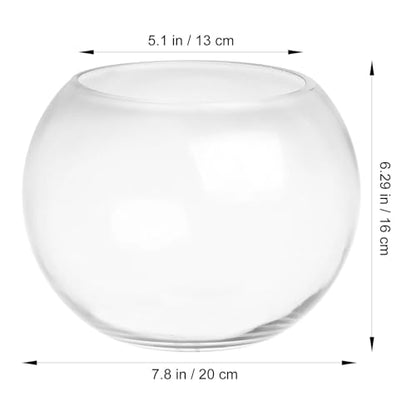 Yardwe 2 Gallon Round Glass Fish Bowl Transparent Desktop Aquarium for Goldfish and Hydroponic Plants 7.8 Inch Small Fish Tank for Home Office Decoration