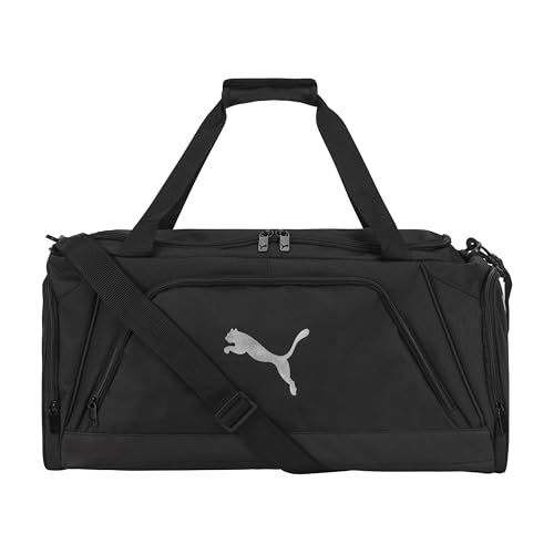 PUMA Accelerator Duffel Bag with Removable Strap & Shoe Pocket - color: Black/Silver