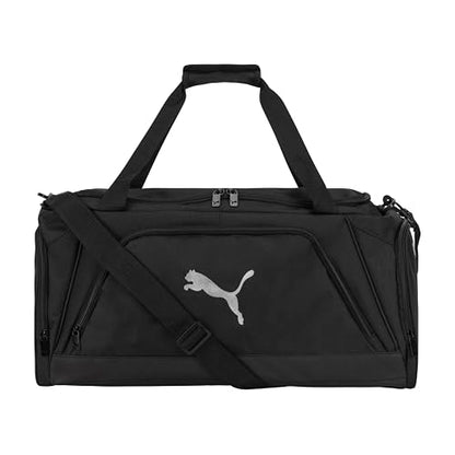 PUMA Accelerator Duffel Bag with Removable Strap & Shoe Pocket - color: Black/Silver