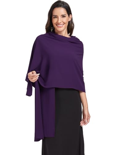 Chiffon Shawl and Wraps for Women Warm Scarves Wedding Evening Bridal Scarfs Pashmina Shawls - color: Eggplant