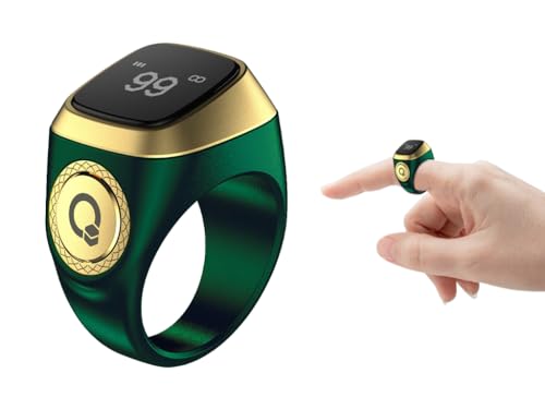 Smart Ring Counter, Smart Tasbih Zikr Ring, Muslim Islamic Prayer Smart Rings,Tasbih Counter Smart Ring, Digital Electronic Smart Tally Counter, Tasbeeh Smart Counter for Prayer (Green, 20mm)