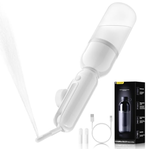 ESSAGER Portable Bidet for Travel, Foldable & Rechargeable Handheld Sprayer–Waterproof with 2 Pressure Modes, 350ml Expandable Bottle for Women, Men, Baby, Postpartum & Personal Hygiene(White) - color: White