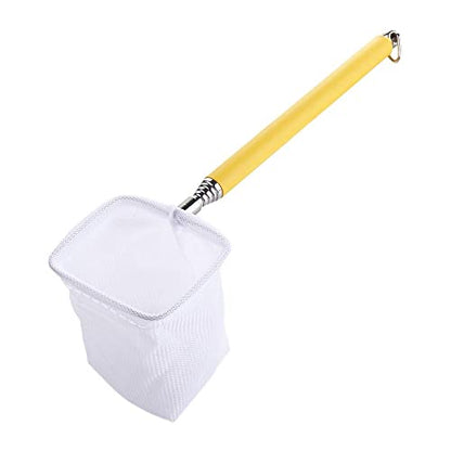 Retractable Aquarium Fish Net, Long Handle Fish Tank Fish Net, Fish Tank Cleaning Catching Net Fish Scoop Aquarium Supplies - size: round