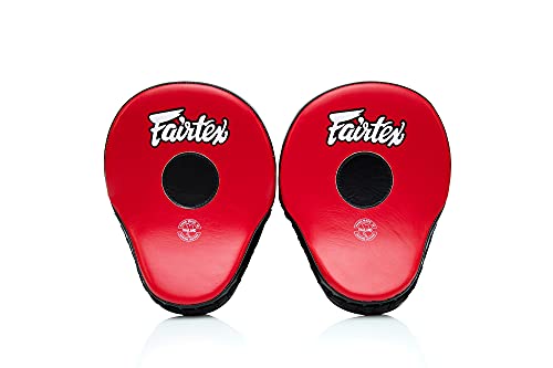 Fairtex FMV9 Contoured Focus Mitts |Striking Accuracy & Protection for Boxing, Muay Thai, Kickboxing |Ergonomic Design, Soft Padding, Secure Fit Leather - color: Red/Black