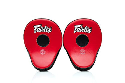 Fairtex FMV9 Contoured Focus Mitts |Striking Accuracy & Protection for Boxing, Muay Thai, Kickboxing |Ergonomic Design, Soft Padding, Secure Fit Leather - color: Red/Black