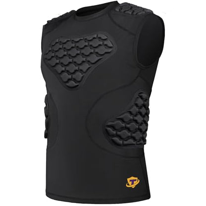 TUOY Adult Rib Chest Protector, New Version - Padded 5 Pads Baseball Football Lacrosse Rib Heart Sternum Guard - color: RY-Black, size: Large
