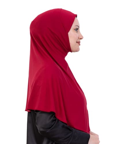Prien Ready Hijab For Women, One Piece Muslim Instant Turban, Easy To Wear Long Head Scarf, Turkish Islamic Clothes For Abaya - color: Burgundy