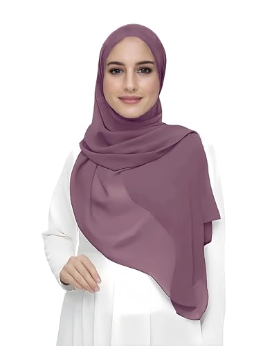 Premium Chiffon Hijab Head Scarf Shawl Wrap for Muslim Women Lightweight - color: Berry