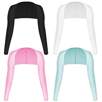 Yookat 4 Pieces Cooling Shawl Golf Cooling Shawl Arm Sleeve Sun Protection Golf Shrug for Women Men Outdoor Sports - color: Black, White, Pink, Blue
