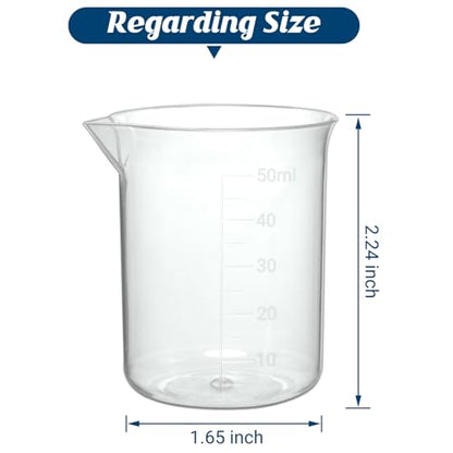 50ml Plastic Laboratory Beakers with Transparent Measuring Scale -15 Pcs, Durable Lab Measuring Cups for Science Experiments, and Classroom Use - style: 50ML