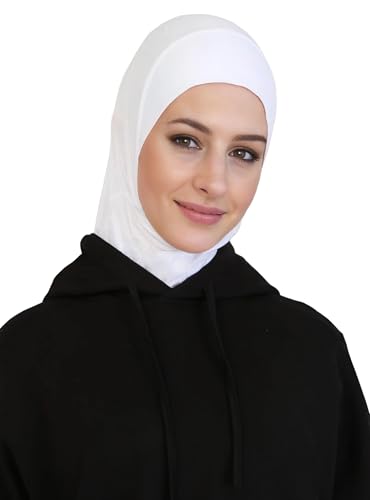 Lina & Lily Modal Jersey Muslim Amira Instant Hijab Scarf One Piece Ready-To-Wear - color: White