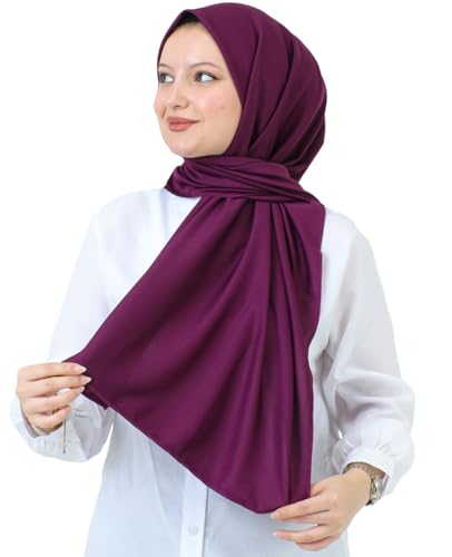 Prien Hijab For Women Muslim Lightweight Scarf Head Scarves For Girls Islamic Long Headscarf Chiffon Shawl Prayer Set Ramadan - color: Purple