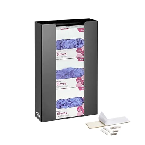 AdirMed VivaEssentials Triple Glove Box Holder, Wall Mount or Free Standing Black Acrylic Glove Holder - color: Black, style: Triple Box Capacity