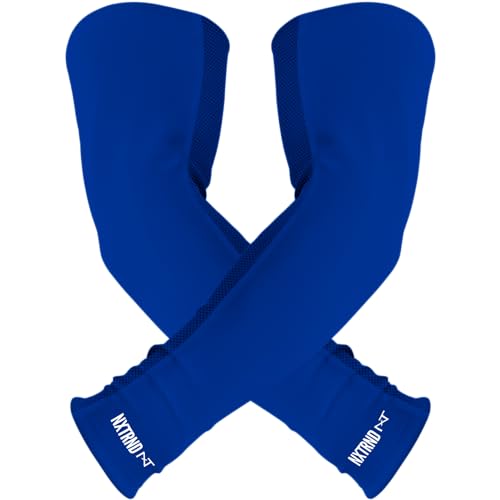 1 Pair Nxtrnd Compression Arm Sleeves for Men, Breathable Football, Basketball, Baseball Accessory, Adult & Kids - color: Blue, size: Medium
