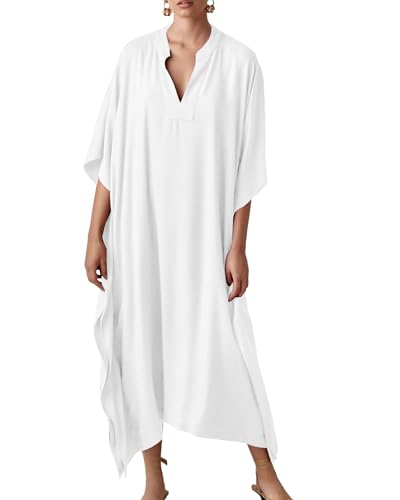 Bsubseach Women Kaftan Dresses Caftan Maxi Dress Swimsuit Cover Up Moomoo - color: B-white