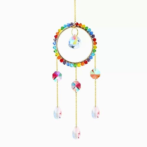 Crystal Rear View Mirror Car Charms | Crystal Sun Catcher | Car Hanging Accessories for Women Men | Dream Catcher Decor | Unique Gift Idea(Rainbow) - color: Colorful B