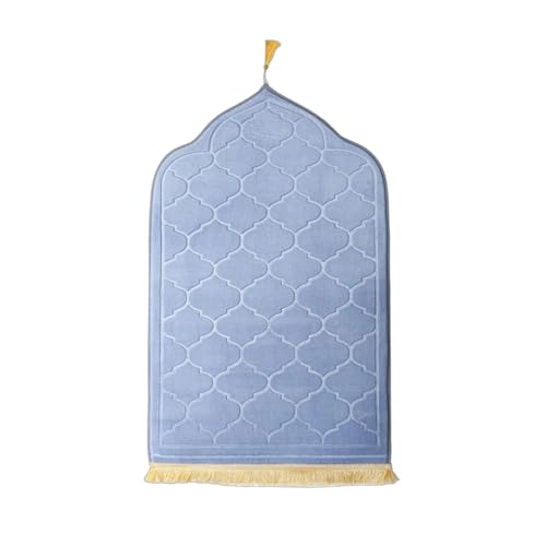 Padded Prayer Mat Rug 43"x26" - Thick Sponge Memory Foam Travel Prayer Mat for Men,Women,Soft Luxury Fabric for Eid Ramadan,Islamic Decor,Prayer Room,Umrah Essentials,Ideal Islamic Gift(Gray)