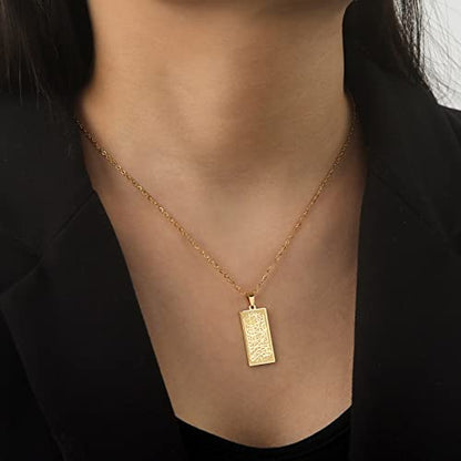 VASSAGO Islamic Allah Necklace for Men Women Stainless Steel Muslim Ayatul Kursi Necklace Islam Arabic Eid Ramadan Jewelry Gift - color: Gold Islamic Necklace