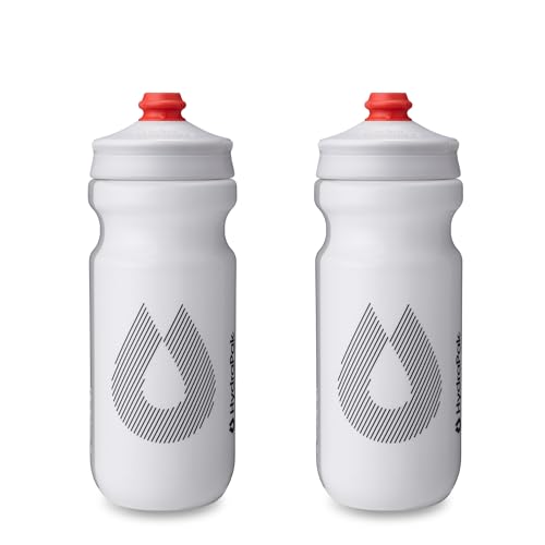 HydraPak Breakaway Surge Lightweight Bike Water Bottle 2-Pack (20oz, 25oz, 30oz) - High Flow, Cycling & Sports Squeeze Bottle - color: White, size: 20oz/600ml