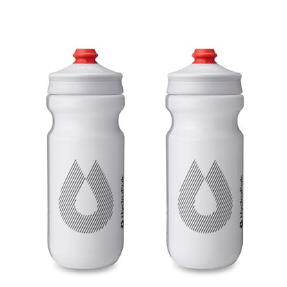 HydraPak Breakaway Surge Lightweight Bike Water Bottle 2-Pack (20oz, 25oz, 30oz) - High Flow, Cycling & Sports Squeeze Bottle - color: White, size: 20oz/600ml