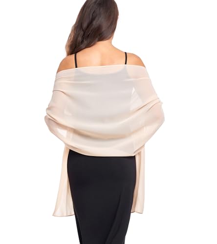 Shawl and Wrap for Evening Dresses Wedding Sheer Scarfs Women Scarve - color: Champagne, size: 72''×18''