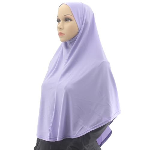 Women's Instant Hijab Muslim Headscarf Prayer Scarf Soft Breathable Stretchy Wrap - color: Light Purple