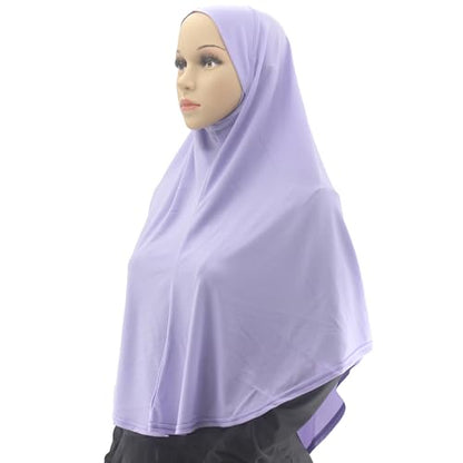 Women's Instant Hijab Muslim Headscarf Prayer Scarf Soft Breathable Stretchy Wrap - color: Light Purple