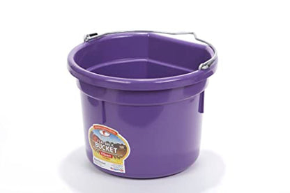 Little Giant® Flat Back Plastic Animal Feed Bucket | Animal Feed Bucket with Metal Handle | Horse Stall Feeding and Watering Supplies (Purple, 8 Quart) - color: Purple, size: 8 Quart