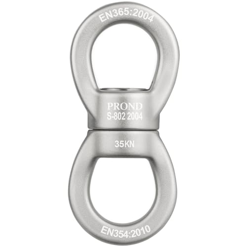 PROND Swing Swivel 35kN Safest Rotational Device, Swing Spinner, Carabiner Swivel, Climbing Rope Swivels for Children’s Web Tree Swing Setting, Aerial Dance, Hanging Hammock - color: Silver