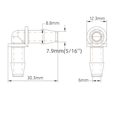 NACX 5/16" Hose Barb 90 Degree Elbow Plastic L Right Angle Barbed Fitting, 2 Way Equal Barbed Joint Splicer, 25Pcs
