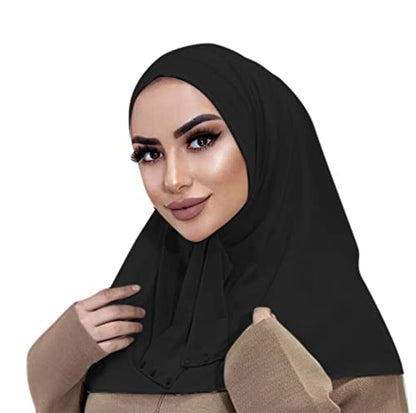 Suillty Fashion Muslim Hijab for Women Instant Snap Fastener Hijab Inner Cap Full Cover Head Wraps Scarf Islam Turban Caps - color: Black