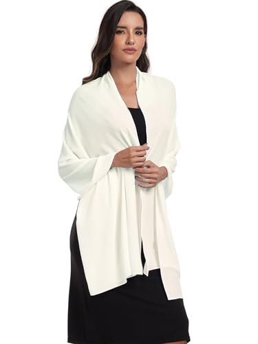 Chiffon Shawl and Wraps for Women Warm Scarves Wedding Evening Bridal Scarfs Pashmina Shawls - color: Ivory