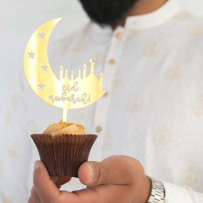 Eid Mubarak Cake Toppers (Pack of 5) - Gold
