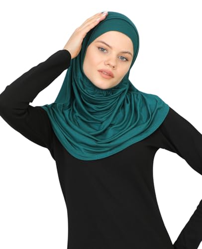 Prien Chic Ready To Wear Hijab For Women, Muslim Long Turban Undercap Set, Instant Scarf, Prayer Clothes For Girls, Abaya - color: Emerald