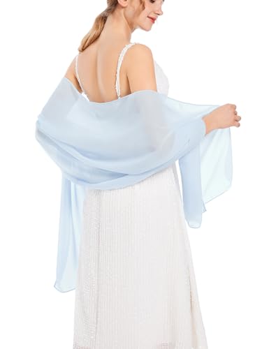 Shawls and Wraps Soft Chiffon Scarve Scarf For Evening Party Dresses Wedding Stole - color: Light Blue1