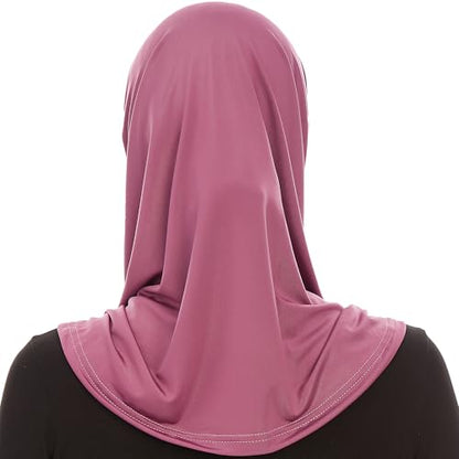 Plain Ready To Wear Amira Hijab for Women - Muslim Instant Amira Jersey Scarf – Soft Muslim One Piece Instant Hijab Headscarf - color: Purple