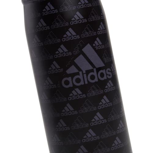 adidas Stainless Steel Metal Water Bottle 20 oz (600 mL) Screw Cap - color: Bos Mini Monogram Black/Black/Onix Grey