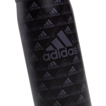 adidas Stainless Steel Metal Water Bottle 20 oz (600 mL) Screw Cap - color: Bos Mini Monogram Black/Black/Onix Grey