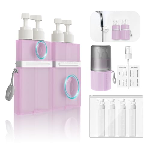 YOTIME 4in1 Travel Dispenser Bottle, TSA Approved Travel Size Containers - color: Pink