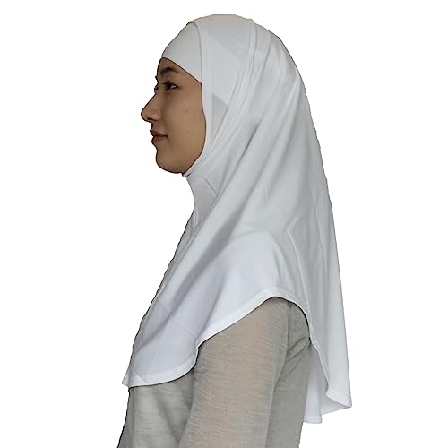 Women's Muslim Hijab Al-Amira Hijabs 2 Pieces with Tube Underscarf Cap Instant Soft Scarf - color: White